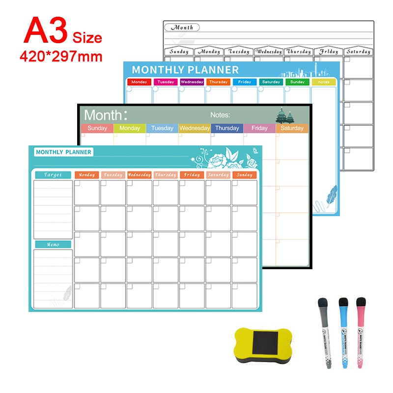 Dry Erase Weekly - A3 Dry Erase Magnetic Monthly Weekly