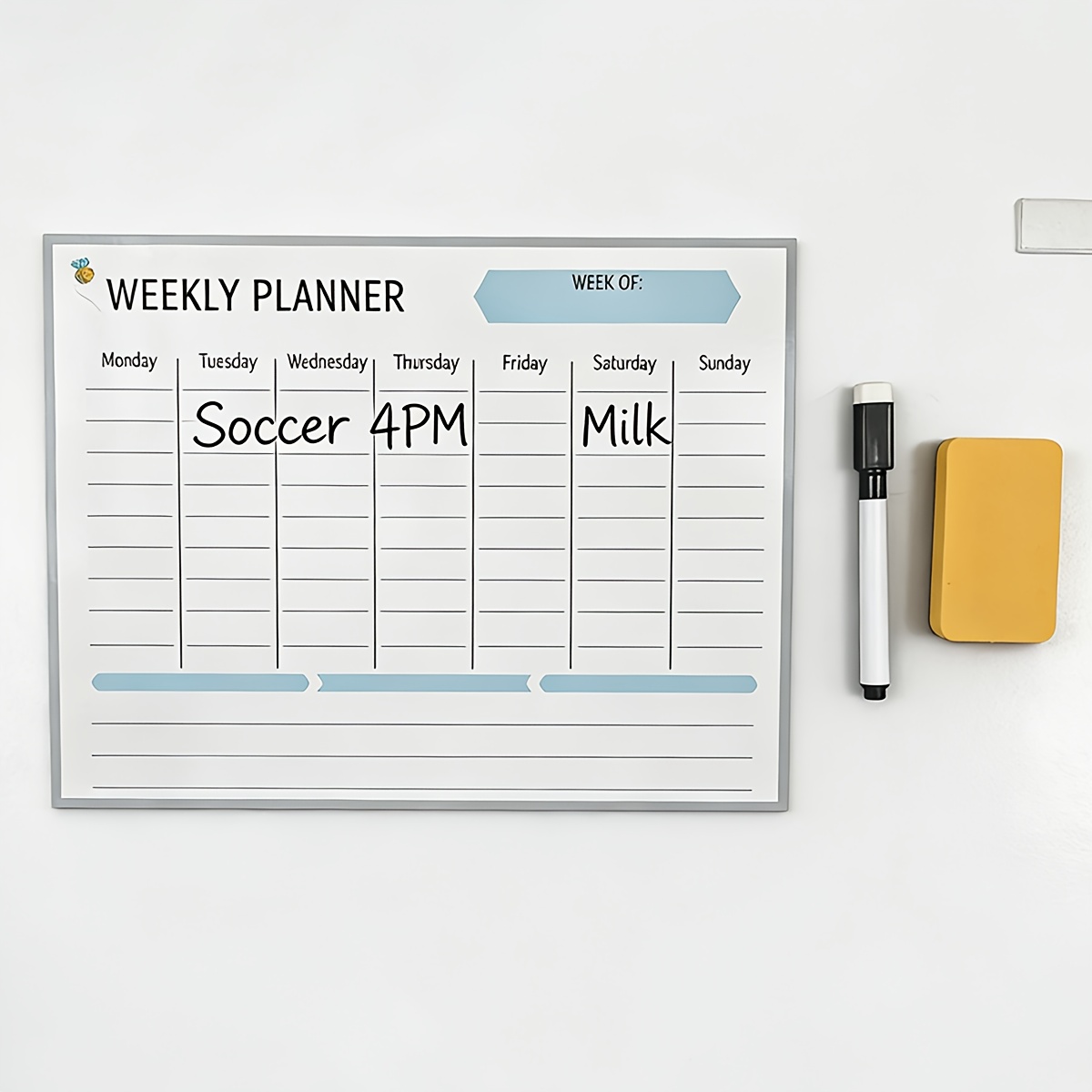 Dry Erase Weekly - magnetic weekly planner board, fridge magnet