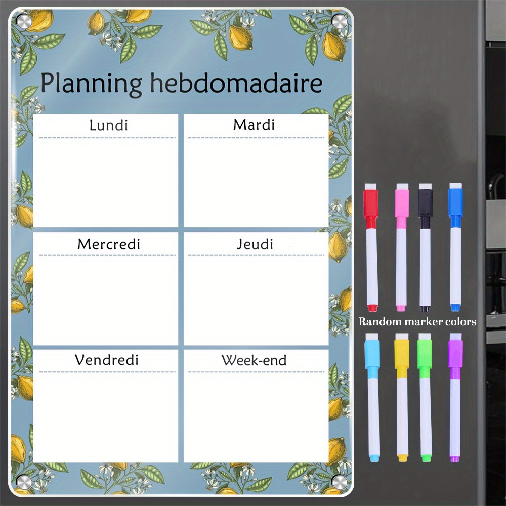 Dry Erase Weekly - Weekly Magnetic Calendar 16.54×11.81inch - French