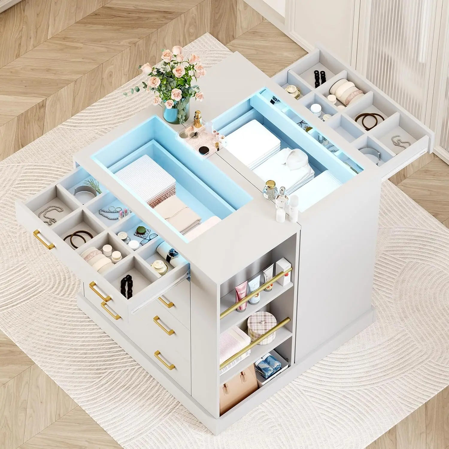 Office Furniture Modern - Closet Island with Open Shelves, Modern