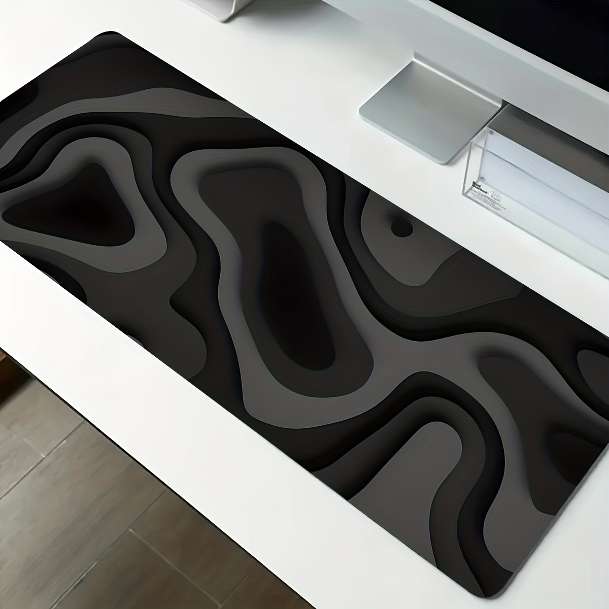 Office Furniture Brand - Black Gray Swirl Design Large Mouse