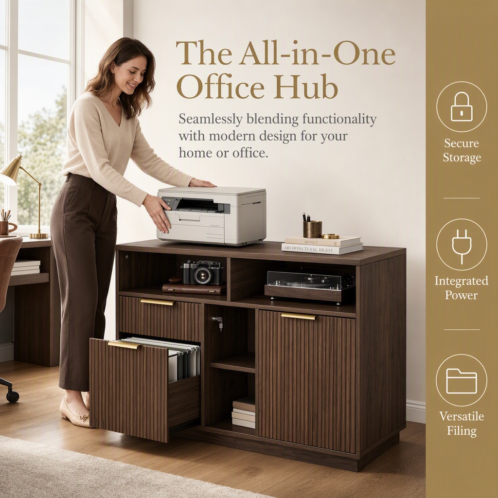 4 Drawer File Cabinet, Fluted  - File Cabinet Lateral review and price