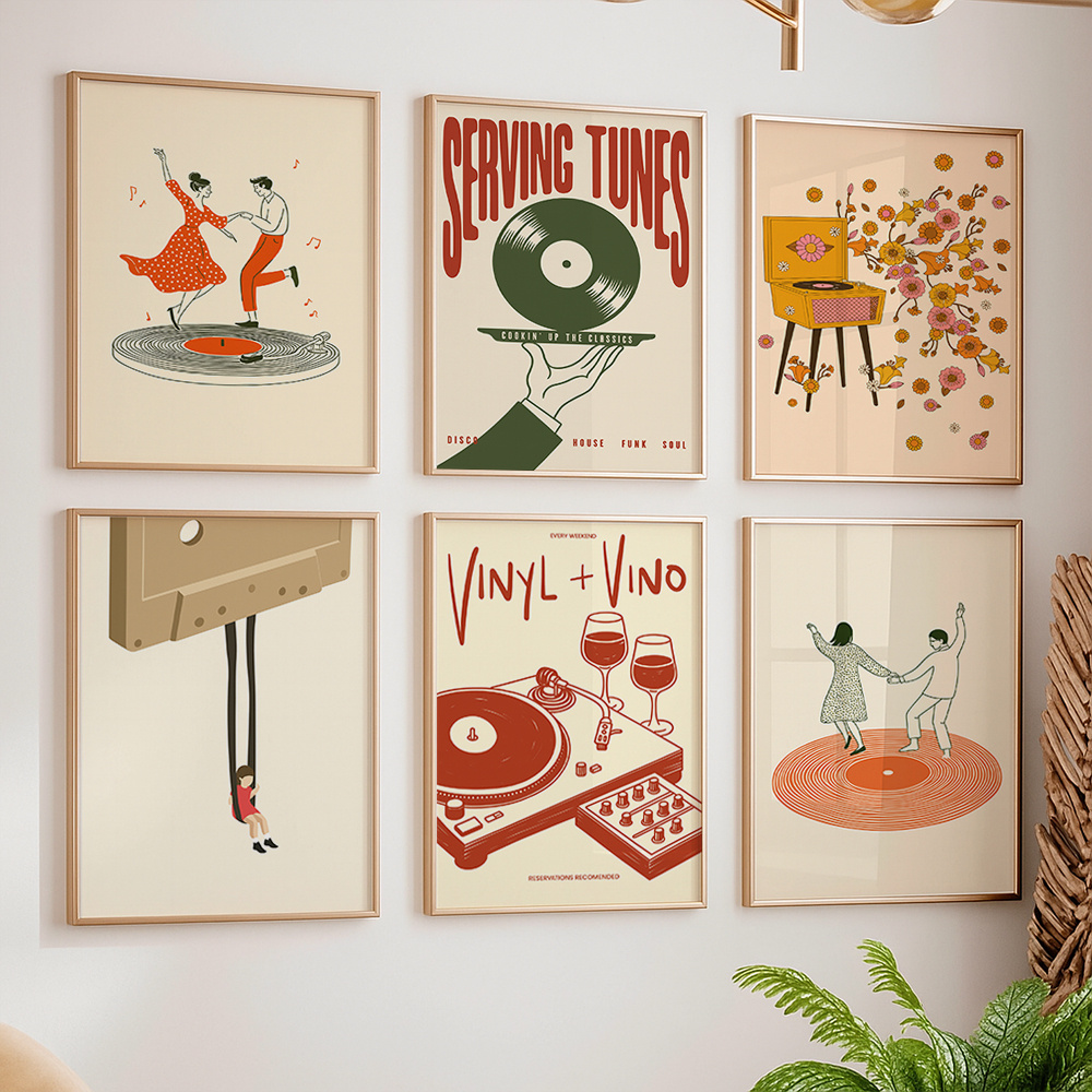 1pc Vintage Music Canvas Poste - Office Furniture For Home review and price