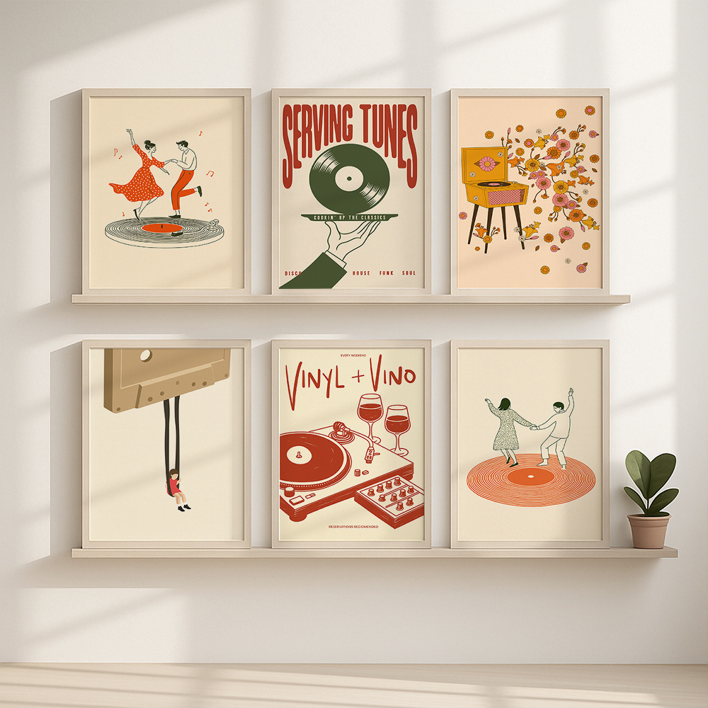 1pc Vintage Music Canvas Poste - Office Furniture For Home review and price