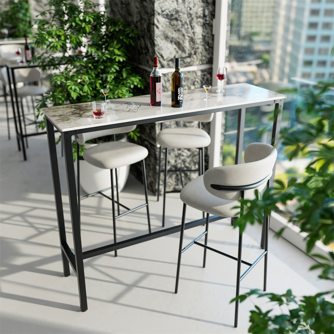 LUVODI Black Bar Table with Wh - Office Furniture Modern review and price