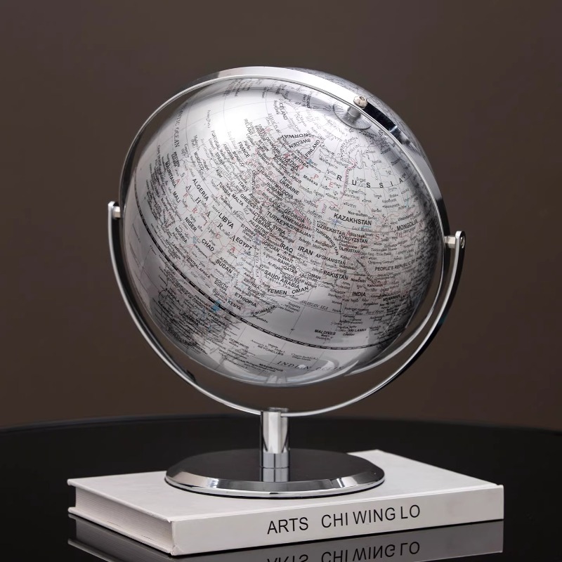 25cm Luxury Silver World Globe - Office Furniture World review and price