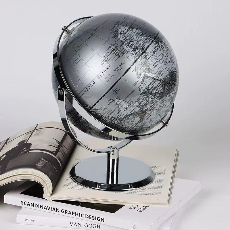 25cm Luxury Silver World Globe - Office Furniture World review and price